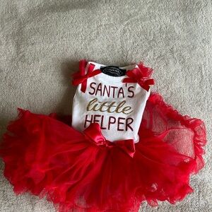 Santa's Little Helper Dog Dress by - Red and White